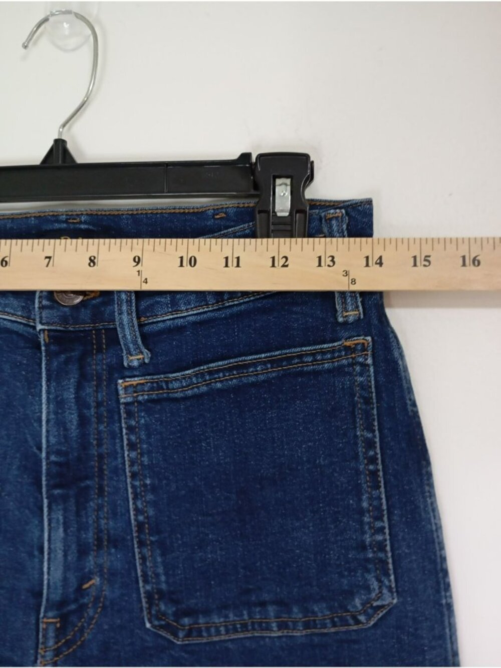 Polo Ralph Lauren High Rise Blue Denim Jeans Patch Pockets Flared Leg - Size 28 - Picture 7 of 13